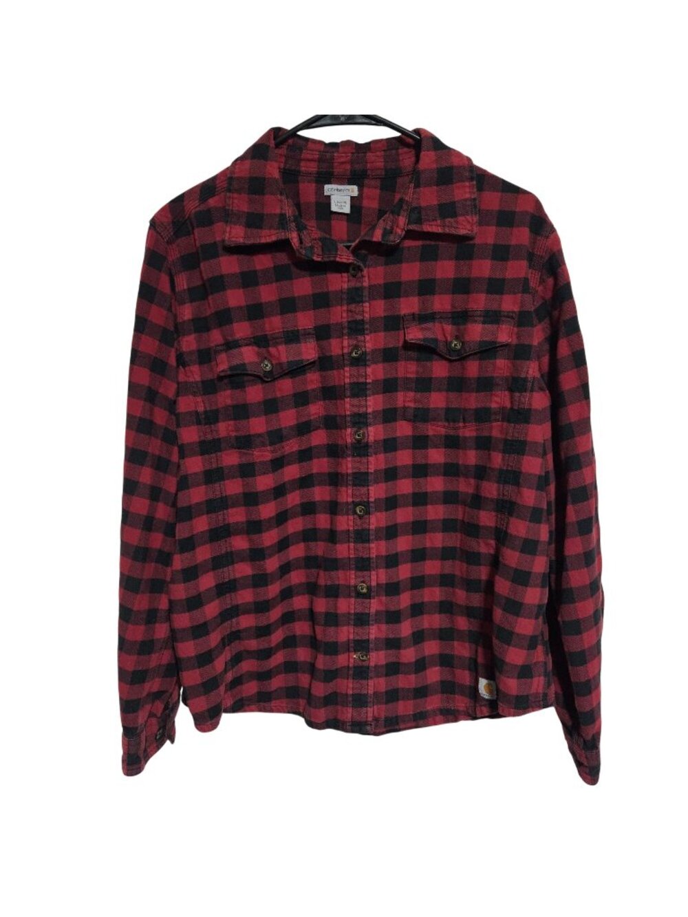 Carhartt Button Up Shirt Size Large Red Black Plaid Flannel Winter Outdoors